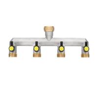 QUARKZMAN Distribuidor de Agua de 4 Vías, Distribuidor de Grifo con Válvulas de Corte Individuales Negras y Grifo, Caudal de Agua Regulable y Corte para Mangueras de Casa y Jardín