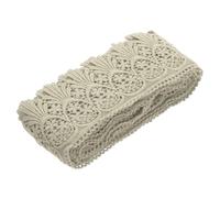QUARKZMAN Encaje de Algodón Vintage Crochet 3" x 4.8 yardas Cinta de Encaje Elástico Color Caqui Claro para Manualidades de Scrapbooking Ropa Cortina Mantel Funda de Sofá Decoración de Boda