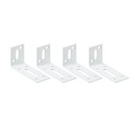 QUARKZMAN Escuadras de Esquina Ajustables 4 Piezas de Acero Inoxidable de 80 x 40 x 30 mm Soporte de Ángulo Ranurado de 90 Grados para Reparación de Muebles Color Blanco