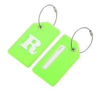 QUARKZMAN Etiquetas de Equipaje de Silicona 3.6"x2" Identificador de Tarjeta de Identificación para Maleta de Viaje Inicial Letra R, Verde, Paquete de 2