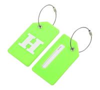 QUARKZMAN Etiquetas de Equipaje de Silicona 3.6"x2" Identificador de Tarjeta de Identificación para Maleta de Viaje Inicial H, Verde, Paquete de 2