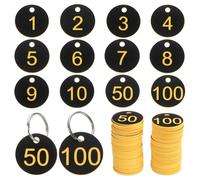 QUARKZMAN Etiquetas de Llaveros Numeradas, 1-100 Etiquetas Colgantes de Plástico con Anillo Metálico Etiquetas Numeradas para Caja de Llaves de Dormitorio (Negro y Amarillo)