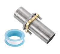 QUARKZMAN Extensión de Vástago de Montaje de Grifo 4"x 1.25" Tubo de Acero Inoxidable Extensión de Grifo Prolongador de Rosca Fija de Altura con Tuerca de Bloqueo y Juntas