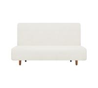 QUARKZMAN Funda Estirable para Sofá Cama De Poliéster Cubresofá Protector para Sala Sin Reposabrazos Adecuada para Longitud 190-210cm/75-83 Crema