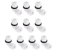 QUARKZMAN G1/4 Macho Rosca a 1/4" L Tipo Rápido Conector x 10uds Rápido Pulsador Conector Accesorio para Agua Filtración Sistemas, Purificadores, [Blanco Negro]