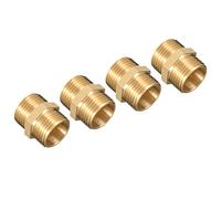 QUARKZMAN G3/8 Macho Rosca Boquilla x 4uds Recto Hexagonal Tubo Accesorio para Industria Vacío y Fluido Sistema, [Latón]