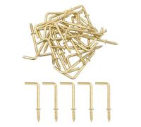 QUARKZMAN Ganchos de Ángulo Recto, 50 Piezas Ganchos de Tornillo en Forma de L de 1-1/4", Ganchos de Metal en Forma de Ángulo Recto para Colgar, Dorados