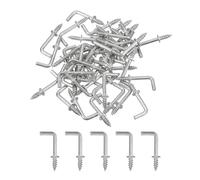 QUARKZMAN Ganchos en Ángulo Recto, 50 Piezas de Ganchos de Tornillo en Forma de L de 1/2", Ganchos de Tornillo en Ángulo Recto de Forma de 7 de Metal para Colgar, Plateados