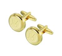 QUARKZMAN Gemelos Clásicos Con Inicial Para Hombre, Gemelos Cobre Para Hombre Letras Doradas M Gemelos Para Camisas Esmoquin Con Caja Regalo Para Negocios Desde Casual Hasta Formal, Boda
