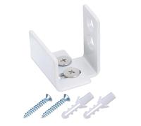 QUARKZMAN Granero Puerta Inferior Suelo Guía, Ajustable U Soporte Al Ras Diseño Inferior Plano Columpio Tapón Carbón Acero Corredizo Granero Puerta Herrajes Kit para Puerta, Blanco
