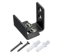 QUARKZMAN Granero Puerta Inferior Suelo Guía, Ajustable U Soporte Al Ras Diseño Inferior Plano Columpio Tapón Carbón Acero Corredizo Granero Puerta Herrajes Kit para Puerta, Negro