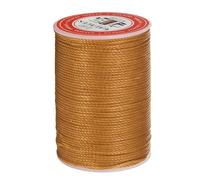QUARKZMAN Hilo Encerado de Cuero, 0.8mm x 55m Cuerda Redonda para Costura Cordón de Poliéster 3 línea para Manualidades Pulseras Trenzada Artesanía Collares Bricolaje, Marrón Dorado