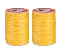 QUARKZMAN Hilo Encerado Redondo Para Costura De Cuero, 55m/60 Yardas Hilo De Poliéster Encerado, Cordón De Costura Encerado De 0.80mm Para Manualidades De Cuero, Amarillo, 2 Piezas