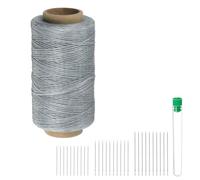 QUARKZMAN Hilo para Coser de Tapicería 260m 150D Hilo de Poliéster Encerado Resistente al Desgaste Cordón de Bordado Hilo de Algodón con 30 Agujas para Acolchado Cuero Gris Claro