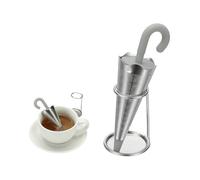 QUARKZMAN Infusor De Té En Forma De Paraguas, Filtro De Té De Acero Inoxidable Con Mango De Silicona Reutilizable Malla Fina Colador Difusor Para Tazas Teteras Tazones, Gris Claro