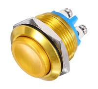 QUARKZMAN Interruptor de Botón Pulsador Metálico de Bloqueo de 19 Mm de Diámetro de Montaje 1Na Spst Luz Led Amarilla Cabeza Redonda Alta 1 Unidad