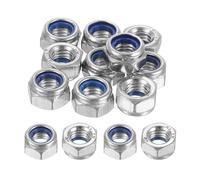 QUARKZMAN Izquierda Mano Seguridad Tuercas, M8x1.25mm 304 Inoxidable Acero Rosca Hexagonal Nylon Inserto Cerradura Tuerca para Montaje y Fijación, Plata 10uds