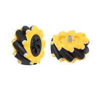 QUARKZMAN Juego De 2 Ruedas Mecanum 80mm / 3.15 Ruedas De Goma Amarillo|Omnidireccionales Derechas ABS para Piezas De Coche Robot Inteligente Accesorios para Modelos DIY
