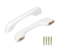 QUARKZMAN Juego de 2 Tiradores de Cajón de Madera de Haya para Armarios de Cocina Asas de Muebles Distancia entre Agujeros de 96 mm/3.78 Pulgadas Color Blanco