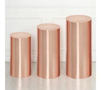 QUARKZMAN Juego de 3 cubiertas de pie para cilindro dorado champán de spandex, para fiestas, bodas, decoración de cumpleaños, solo incluye cubiertas cilíndricas (tela de lámina grande)