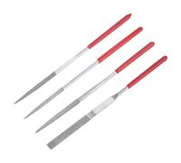 QUARKZMAN Juego de 4 Limas de Aguja de Diamante Miniatura 120 Granos | Redondas Planas Triangulares y Cuadradas, Limas de Metal Pequeñas, Herramientas Manuales para Vidrio