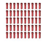 QUARKZMAN Juego de 50 tapones para cables de bicicleta aleación de aluminio crimpados duraderos kit de puntas para cables de freno piezas para extremos de cables de cambios color rojo
