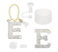 QUARKZMAN Juego De Accesorios Para Stanley Tumbler Cup, Decoraciones De Iniciales Para Tumbler Cup 30/40OZ Incluye Tapa De Pajita Con Diamantes Llavero Con Letra Pegatina Funda