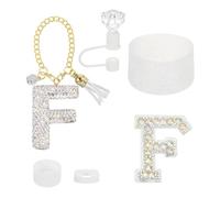 QUARKZMAN Juego De Accesorios Para Stanley Tumbler Cup, Decoraciones De Iniciales Para Tumbler Cup 30/40OZ Incluye Tapa De Pajita De Diamante Llavero Con Letra Pegatina Base