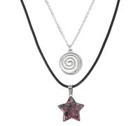QUARKZMAN Juego De Collar Punk 2 Piezas Colgante En Espiral Y Estilo Estrella Y2K Collares Grunge Para Mujer Accesorios De Joyería De Moda Verde Oscuro