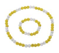 QUARKZMAN Juego De Collar Y Pulsera De Béisbol 18" Collar De Béisbol 7.5" Pulsera Colección Glitter Ice Abalorios Inspirados Jugadores Regalo(Amarillo Blanco Paquete De 2)