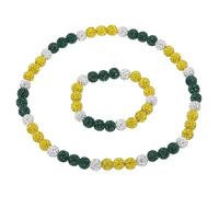 QUARKZMAN Juego De Collar Y Pulsera De Béisbol, Collar De Béisbol De 18" Pulsera De 7.5" Colección Glitter Ice Inspirada En Cuentas (Amarillo Blanco Verde, Paquete De 2)