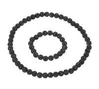 QUARKZMAN Juego De Collar Y Pulsera De Béisbol, Collar De Béisbol De 18" Pulsera De 7.5" Colección Glitter Ice Inspirada En Cuentas (Negro, Paquete De 2)