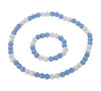 QUARKZMAN Juego De Collar Y Pulsera De Béisbol, Collar De Béisbol De 18" Pulsera De 7.5" Colección Glitter Ice Inspirada Y Cuentas (Azul Claro Blanco, Paquete De 2)