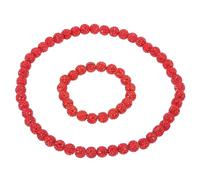 QUARKZMAN Juego De Collar Y Pulsera De Béisbol, Collar De Béisbol De 18" Pulsera De 7.5" Colección Glitter Ice Inspirada Cuenta (Rojo, Paquete De 2)