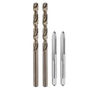 QUARKZMAN Juego de Machos y Brocas, 2pcs 1/4-20 UNC Machos de Roscar Rectos y 2pcs 5.1mm brocas Helicoidales, Sin Recubrimiento/Amarillo Tostado Hss-6542/M35 Hss-Co