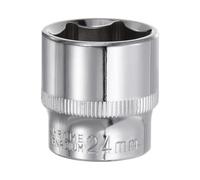 QUARKZMAN Juego Enchufes Hexagonales 6 Puntos 3/8" Empuje 24mm Profundo 1.26" Longitud Acero 45# Enchufes Métricos Empuje Cuadrado Cromado Pulido Para Reparación Autos