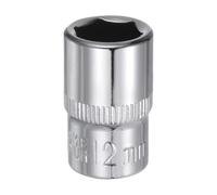 QUARKZMAN Juego Vasos 6 Puntos 3/8" Empuje 12mm Profundidad 1.14" Longitud Acero 45# Vasos Métricos Empuje Cuadrado Cromado Pulido Para Reparación Automóviles