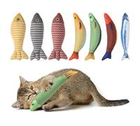 QUARKZMAN Juguete De Hierba Gatera Resistente A Mordidas, Duradero Y Divertido, Pez Simulado para Gatos Juguete De Masticación Relleno De Hierba Gatera (8 Colores, 7 Piezas), Diseñado.