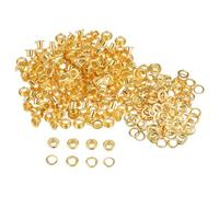QUARKZMAN Kit de 300 Ojales Metálicos de 4 mm (1/6") con Arandelas para Zapatos Ropa Cinturones Etiquetas Bolsas Tela Cuero Proyectos de Bricolaje Tono Dorado