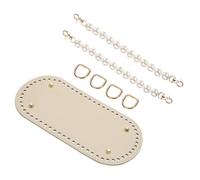 QUARKZMAN Kit de creación de bolsa de ganchillo base para bolso ovalado de piel sintética 22 x 10 cm con 2 asas de perlas y 4 hebillas para hacer bolso de ganchillo bolso bandolera oro