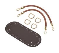 QUARKZMAN Kit de fabricación de bolsas de ganchillo, 8,7 x 4 pulgadas con parte inferior ovalada de piel sintética con 2 asas de bolsa de 11,8 pulgadas y 4 hebillas para hacer bolsos de hombro, color