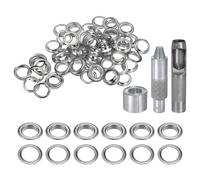 QUARKZMAN Kit de Herramientas de 100 Piezas de Ojales de Cobre de 18 mm con Punzón Hueco, Herramientas de Instalación de Ojales para Ropa, Cuero, Tela, Cinturones, Tono Plateado