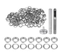 QUARKZMAN Kit de Herramientas de 100 Piezas de Ojales de Cobre de 6 mm con Punzón Hueco, Herramientas de Instalación de Ojales para Ropa, Cuero, Tela, Cinturones, Tono Plateado