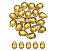 QUARKZMAN Lágrimas de acrílico base plana 20x30mm Dorado 20 Piezas | Rinestones artificiales, para manualidades, cuentas, bodas, fiestas, pintura facial y fabricación de joyas