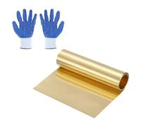QUARKZMAN Lamiera Di Ottone In Rotolo, 0.002"x5.9"x39.4"(0.05x150x1000mm) Nastrino Di Ottone H62 Lamierino Sottile Con Guanto Protettivo Per DIY Riparazioni Elettriche, Oro