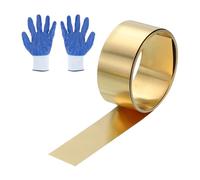 QUARKZMAN Laminato Di Ottone In Metallo, 0.0008"x0.59"x39.4"(0.02x15x1000mm) Nastro Di Ottone H62 Lamina Piastra Rotolo Metallo Sottile Con Guanto Protettivo Per DIY Artigianato Riparazioni