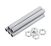 QUARKZMAN Lámpara Tubo, 3,54 Pulgadas Largo M10 Toda Rosca Extensión Varilla para Candelabro Colgante Luces con M10 Hexagonal Tuerca Sujetador, 1 Juego