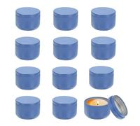 QUARKZMAN Latas De Velas De 3 Onzas 12 Piezas Latas De Metal Para Velas Con Tapa Recipientes Redondos Vacíos A Granel Para Almacenar Té Y Hacer Manualidades Artesanías navideño Azul