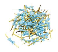 QUARKZMAN Lazos de Torsión de Papel de Aluminio de 3.1" 80mm Cierre Metálico de Plástico para Atar Pan, Dulces, Galletas, Bolsas de Regalo Lazos de Artes Y Manualidades Azul Paquete de 100