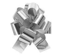 QUARKZMAN Lazos Regalos Metálicos Grande 4"/10cm 10uds, Cinta Lazos para Envoltura de Regalos para Boda Coche Cestas Regalos, Lazos de Navidad, Tono Plateado